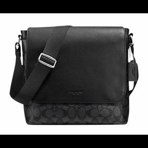 COACH Signature Charcoal Black Messenger Bag
